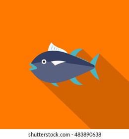 Tuna  icon, Vector flat long shadow design. EPS10