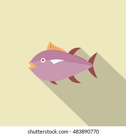 Tuna  icon, Vector flat long shadow design. EPS10