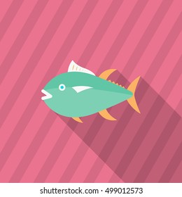 Tuna  icon, Vector flat long shadow design. EPS10