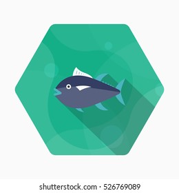 Tuna  icon, Vector flat long shadow design. EPS10