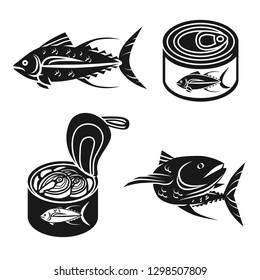 Tuna icons set. Simple set of tuna vector icons for web design on white background