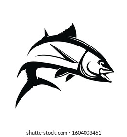 Tuna Jumping Logo Template, Unique & Abstract Tuna Vector Jumping Out of water, Great for Logo & Fishing 