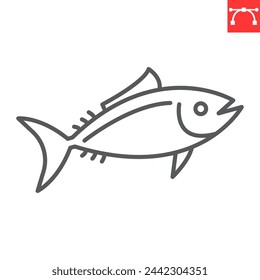 Tuna line icon, seafood and fish, tuna fish vector icon, vector graphics, editable stroke outline sign, eps 10.