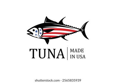 Tuna logo, tuna with USA flag