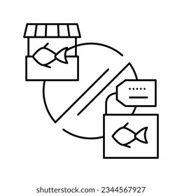 tuna market line icon vector. tuna market sign. isolated contour symbol black illustration