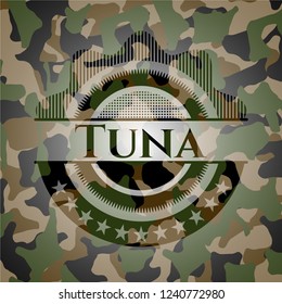 Tuna on camouflage pattern