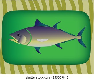 tuna on a green background.