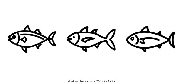 tuna outline or line icon design bundle.