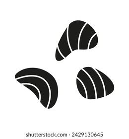 Tuna pieces silhouette icon. Black simple pictogram of part of fish. Vector isolated element on white background