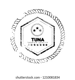Tuna premium quality badge. premium quality package label. vintage stamp. designed for fishing. label for tuna products