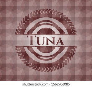 Tuna red geometric pattern emblem. Seamless.