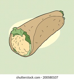 Tuna salad wrap appetizer over green background