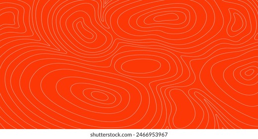 Patrón de atún o salmón. Sashimi o textura de sushi. Estructura de mariscos. Líneas curvas y círculos sobre fondo naranja. Fondo de pantalla de cocina china o japonesa. Ilustración plana de Vector.