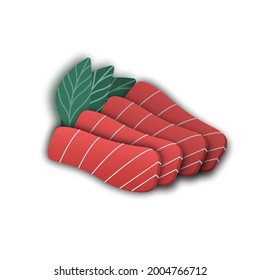 Tuna sashimi vector illustration. Realistic View. Suitable for any business related to salmon, fish,  steak, fast food restaurants, Korean food, Japanese, chinese food or any other business