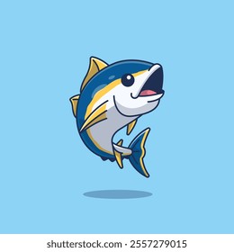 Tuna sea food mascot cartoon illustration