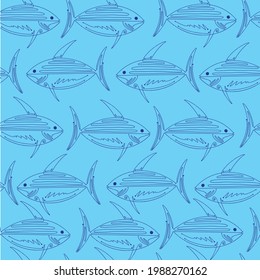 tuna seamless pattern in vector