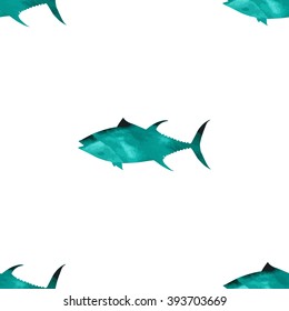 Tuna seamless pattern, vector illustration