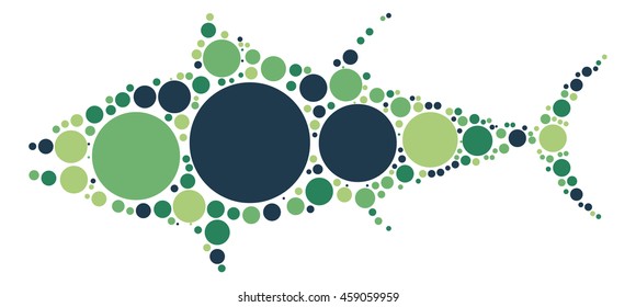 tuna shape vector design by color point