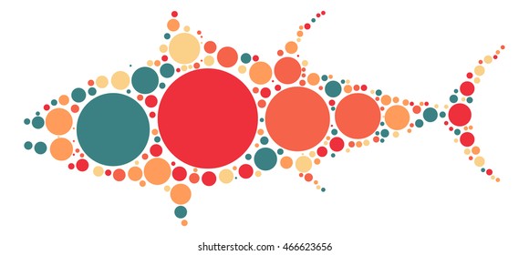 tuna shape vector design by color point