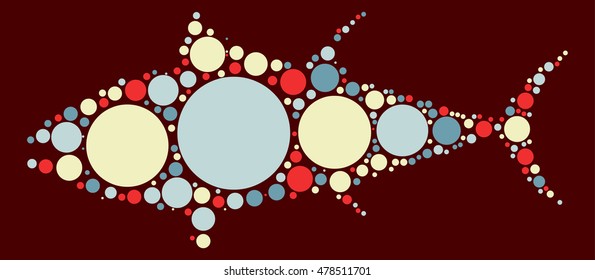 tuna shape vector design by color point