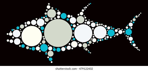 tuna shape vector design by color point