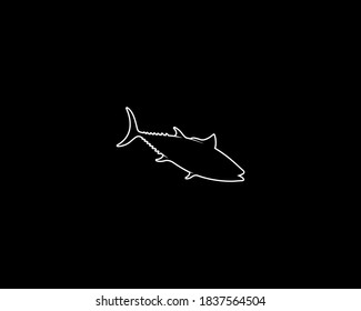 Tuna Silhouette on Black Background. Isolated Vector Animal Template for Logo Company, Icon, Symbol etc