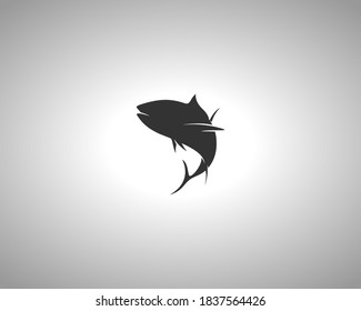 Tuna Silhouette on White Background. Isolated Vector Animal Template for Logo Company, Icon, Symbol etc