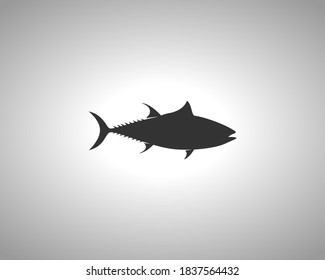 Tuna Silhouette on White Background. Isolated Vector Animal Template for Logo Company, Icon, Symbol etc