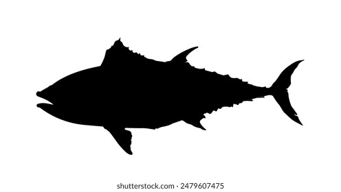 Silueta de atún, pez depredador - Ilustración vectorial
