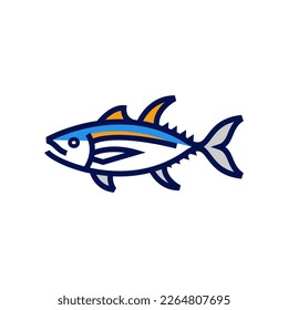 tuna simple line icon logo vector design, modern logo pictogram design of yellow fin tuna sea food