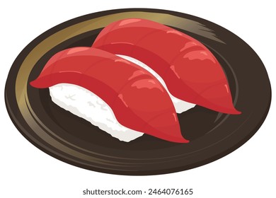 Tuna sushi. Japanese cuisine. Vector illustration.