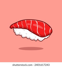 tuna sushi maguro sashimi japanese cuisine illustration food  vector for sticker, icon, logo, banner cover, menu with pink background