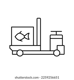 vector de icono de línea de transporte de atún. señal de transporte de atún. símbolo de contorno aislado ilustración negra