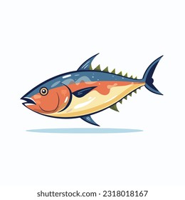 tuna vector 2d flat color white background