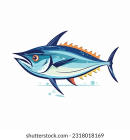 tuna vector 2d flat color white background