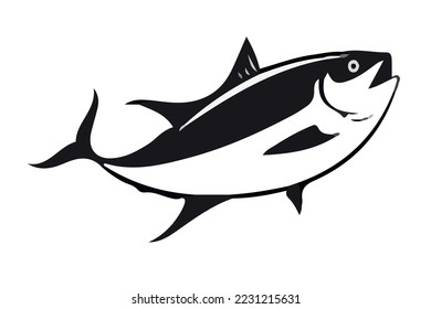 Tuna fısh vector black and whıte