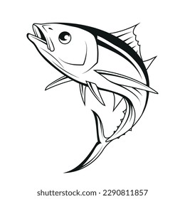 Tuna. Vector illustration of a sketch fish. Seafood menu
