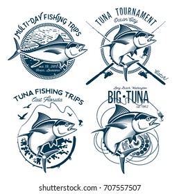 Tuna Vector Logos. Sport Fishing Club Logos. 