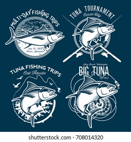 Tuna Vector Logos. Sport Fishing Club Logos. 