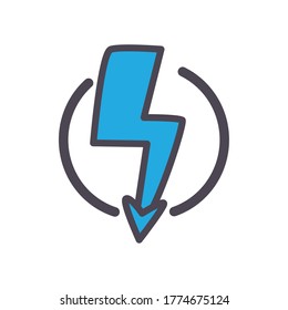 tunder arrow line and fill style icon design, energy power technology and charge theme Vector illustration