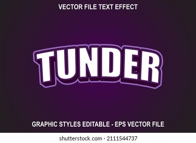 Tunder Text Effect With Purple Color. Sports Style Text Effect Design.