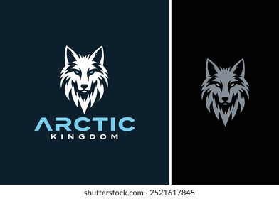 A Tundra Arctic Grey White Wolf Face Silhouette logo design