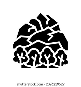 Tundra-Landschaft Glyph-Symbol Vektorgrafik. Tundra Landschaftszeichen. isoliertes Kontursymbol