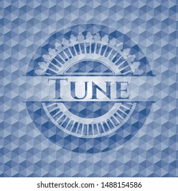 Tune blue hexagon emblem. Vector Illustration. Detailed.