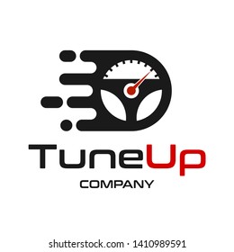 Tune Up Car Vector Logo Template. This Design Use Gear And Steer Symbol. Suitable For Automotive Business.