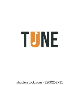 Tune logotype with icon note music in letter U