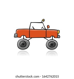 Tuned SUV, simple sketch for your design. Vector illustration
