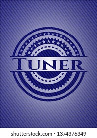 Tuner badge with denim background