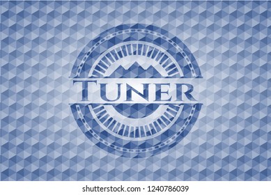 Tuner blue polygonal badge.