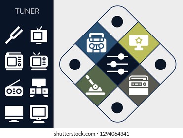  tuner icon set. 13 filled tuner icons. Simple modern icons about  - Control, Tv, Radio, Diapason